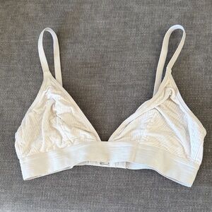 Negative Underwear Ribbed Triangle Bralette in Off-White